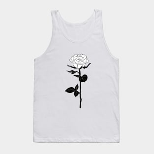 Black and White Rose Flower Tank Top